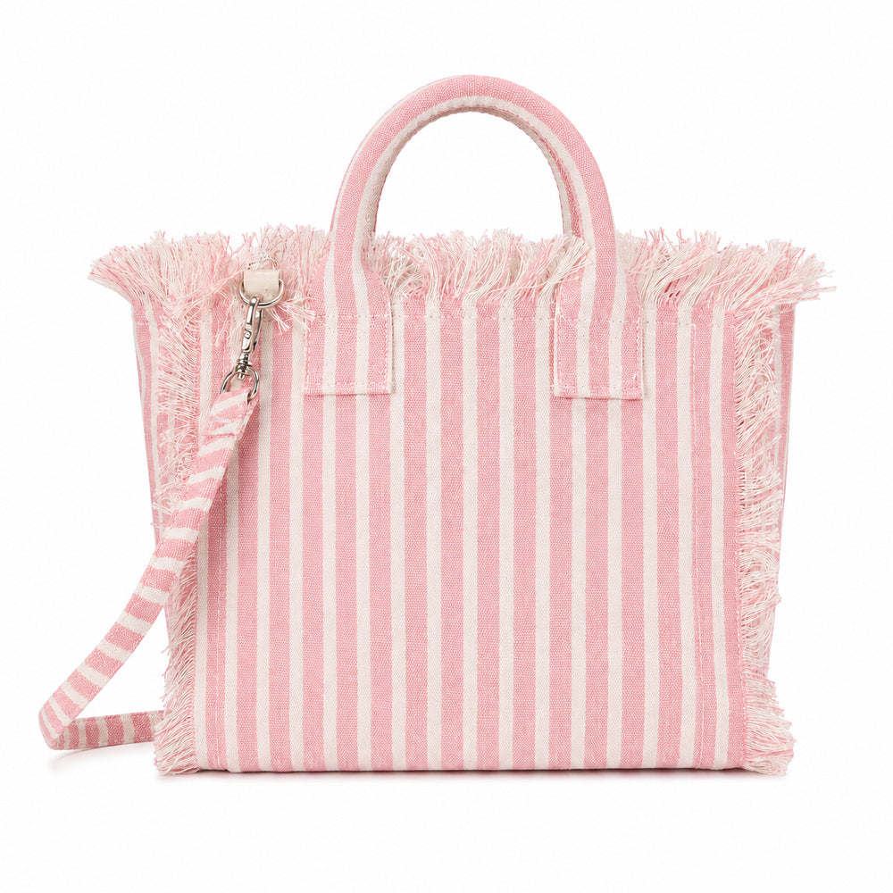 MC2 Saint Barth Colette Medium Vertical-Stripe Tote Bag in Pink