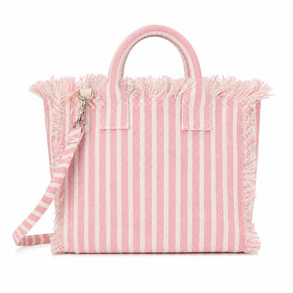 MC2 Saint Barth Colette Medium Vertical-Stripe Tote Bag in Pink