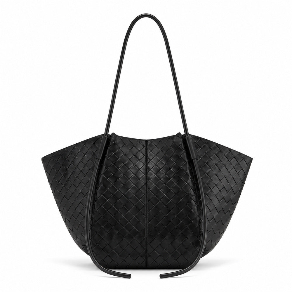 JW PEI Kiana Large-Capacity Weave Texture Tote Bag in Black