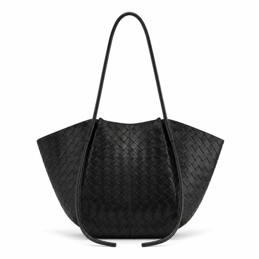 JW PEI Kiana Large-Capacity Weave Texture Tote Bag in Black