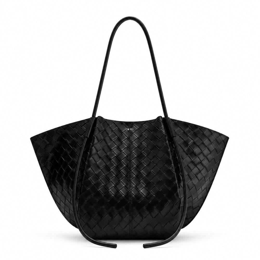 JW PEI Kiana Large-Capacity Weave Texture Tote Bag in Black