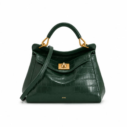 JW PEI Lucia Classic Top Handle Bag in Green Croc