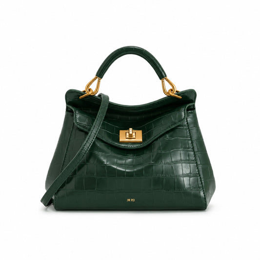 JW PEI Lucia Classic Top Handle Bag in Green Croc