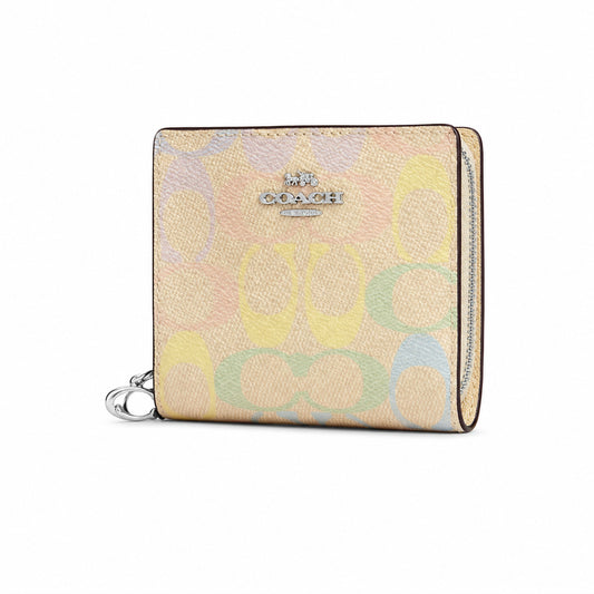 Coach Zip Card Case in Pastel Multicolor Signature Canvas