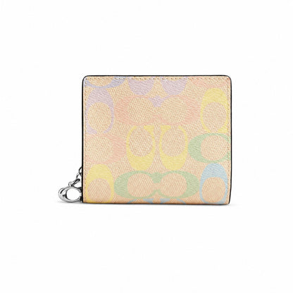 Coach Zip Card Case in Pastel Multicolor Signature Canvas