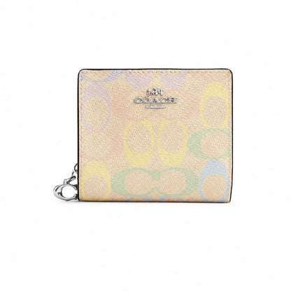 Coach Zip Card Case in Pastel Multicolor Signature Canvas