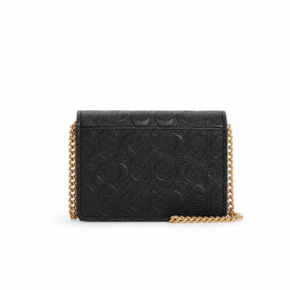 Coach Mini Wallet on a Chain in Black Signature Leather