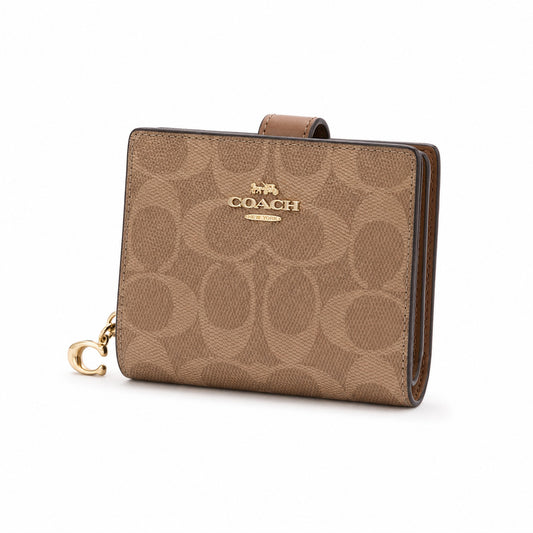 Coach Snap Wallet in Light Tan Signature Canvas