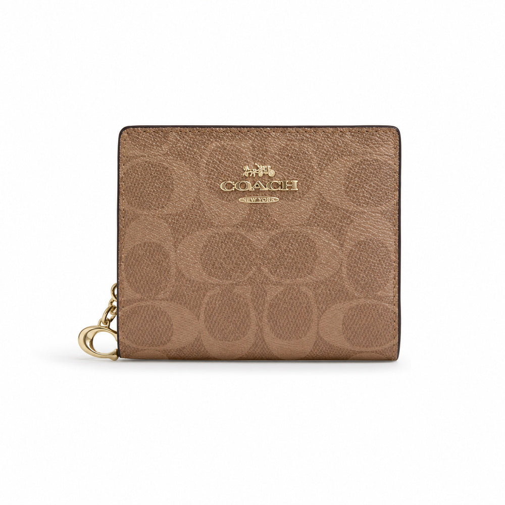 Coach Snap Wallet in Light Tan Signature Canvas