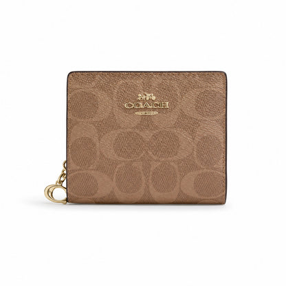 Coach Snap Wallet in Light Tan Signature Canvas