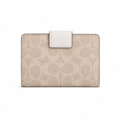 Coach Medium Corner Zip Wallet in Chalk Signature Canvas