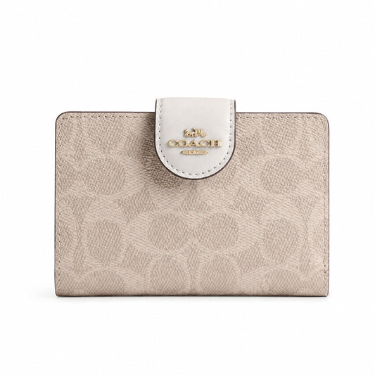 Coach Medium Corner Zip Wallet in Chalk Signature Canvas