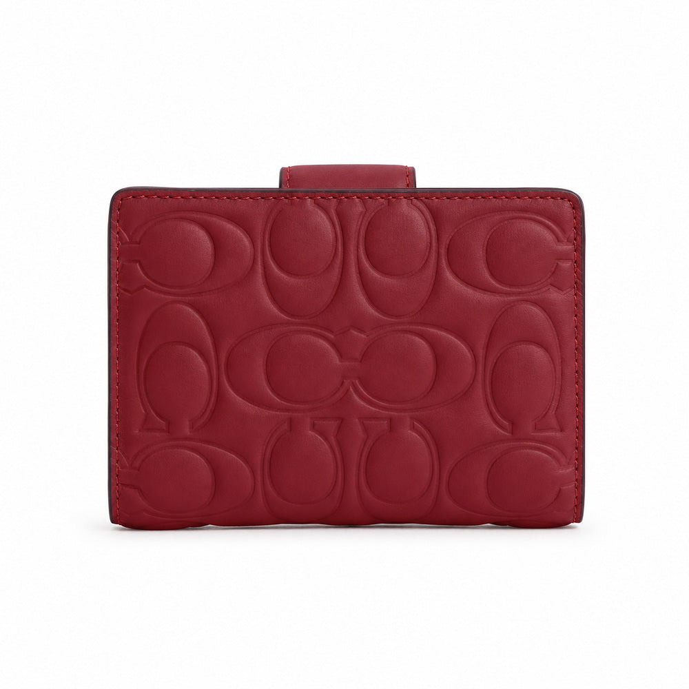 Coach Medium Corner Zip Wallet with Signature Leather in Red