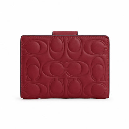 Coach Medium Corner Zip Wallet with Signature Leather in Red