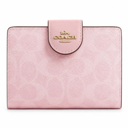 Coach Medium Corner Zip Wallet with Signature Leather in Light Pink