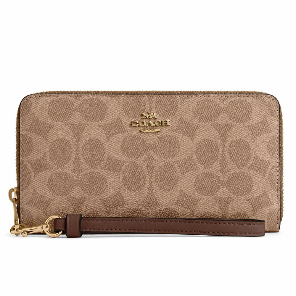 Coach Long Zip Around Wallet In Tab Signature Canvas