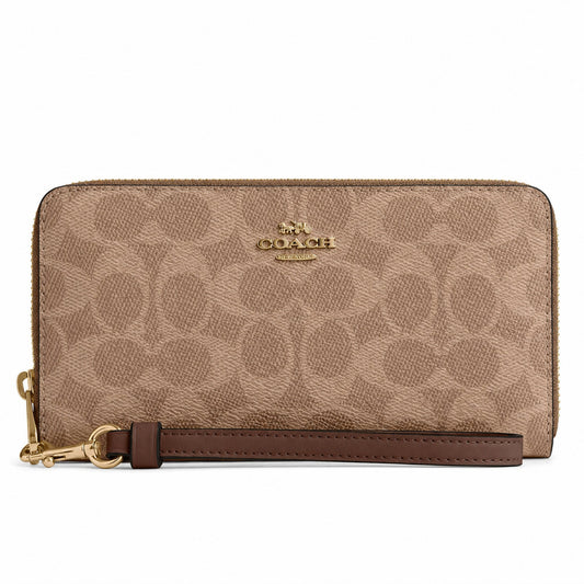 Coach Long Zip Around Wallet In Tab Signature Canvas