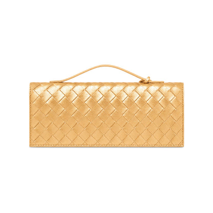 JW PEI Celeste Woven Textured Envelope Top Handle Clutch in Metallic Gold