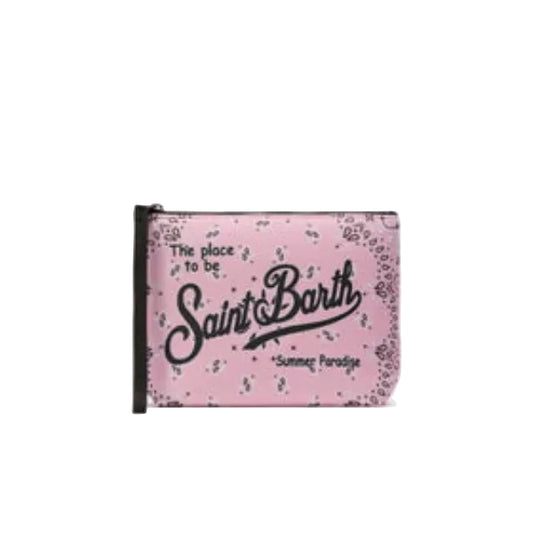 MC2 SAINT BARTH Aline scuba pouch with pink bandana print