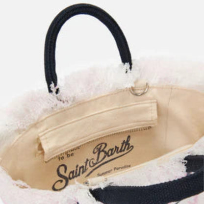Saint Barth Canvas Vanity mini bag with pink toile de Jouy print