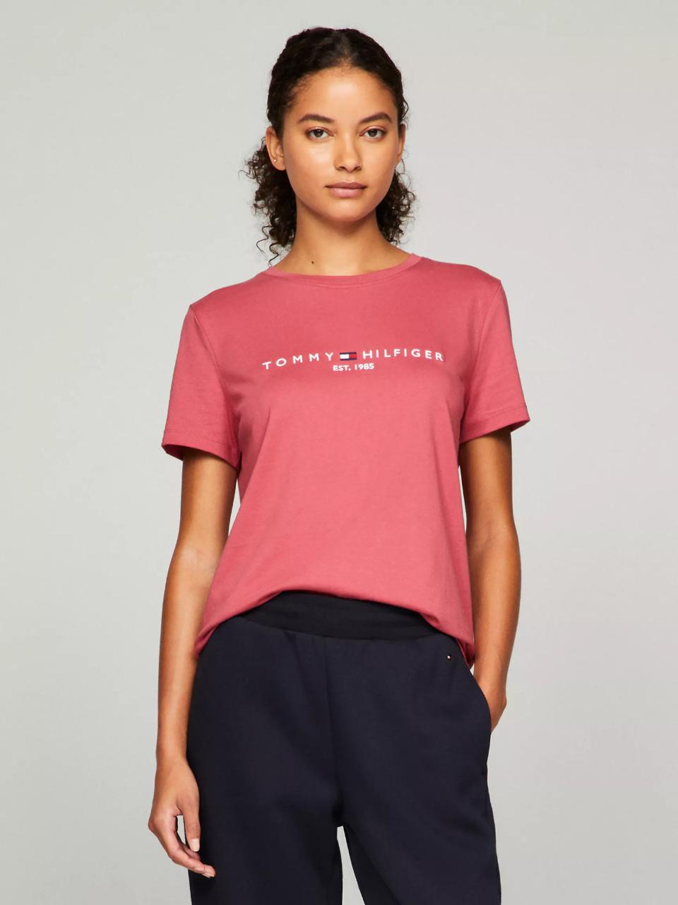 Tommy Hilfiger Embroidered Tommy Logo T-Shirt Light Crimson