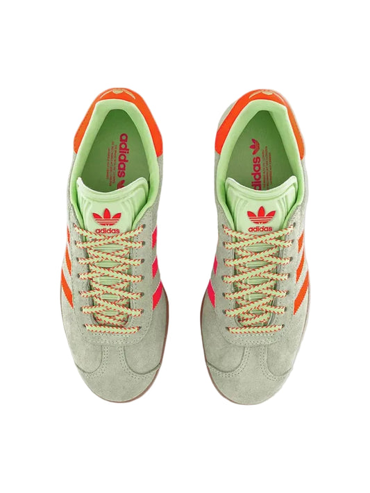Adidas Gazelle Trainers Semi Green Spark Solar Orange Gum Size 7