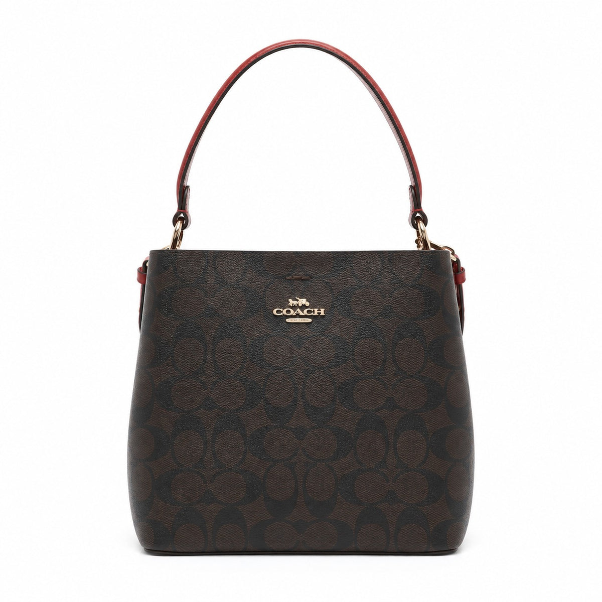 Coach Mini Town Bucket Bag In Brown Signature Canvas
