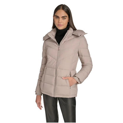 Calvin Klein Hooded Puffer Jacket in Baige