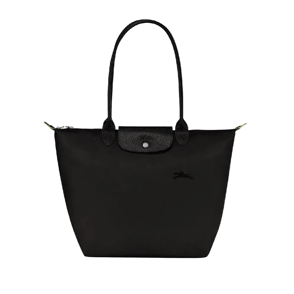 L.o.n.g.c.h.a.m.p Green Line Le Pliage Medium Size in Black