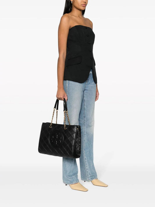 Tory Burch Fleming soft chain tote black