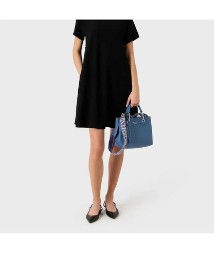 Emporio Armani light blue faux leather shoulder bag