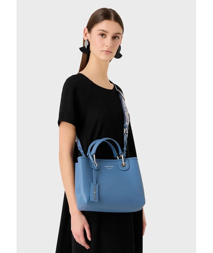 Emporio Armani light blue faux leather shoulder bag