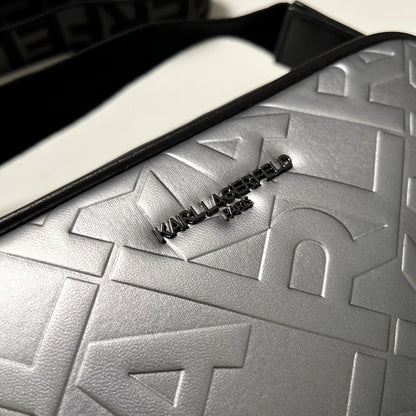 Karl Lagerfeld Crossbody Camera Bag Pouch Embossed Lettering
