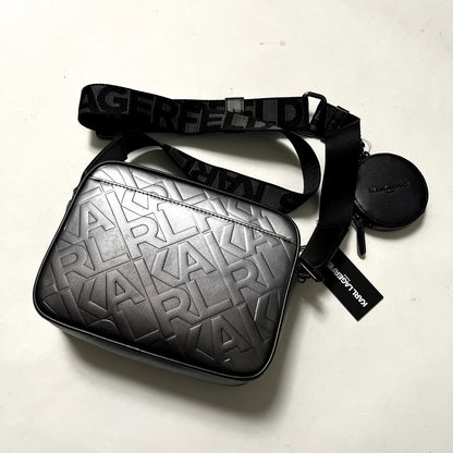 Karl Lagerfeld Crossbody Camera Bag Pouch Embossed Lettering