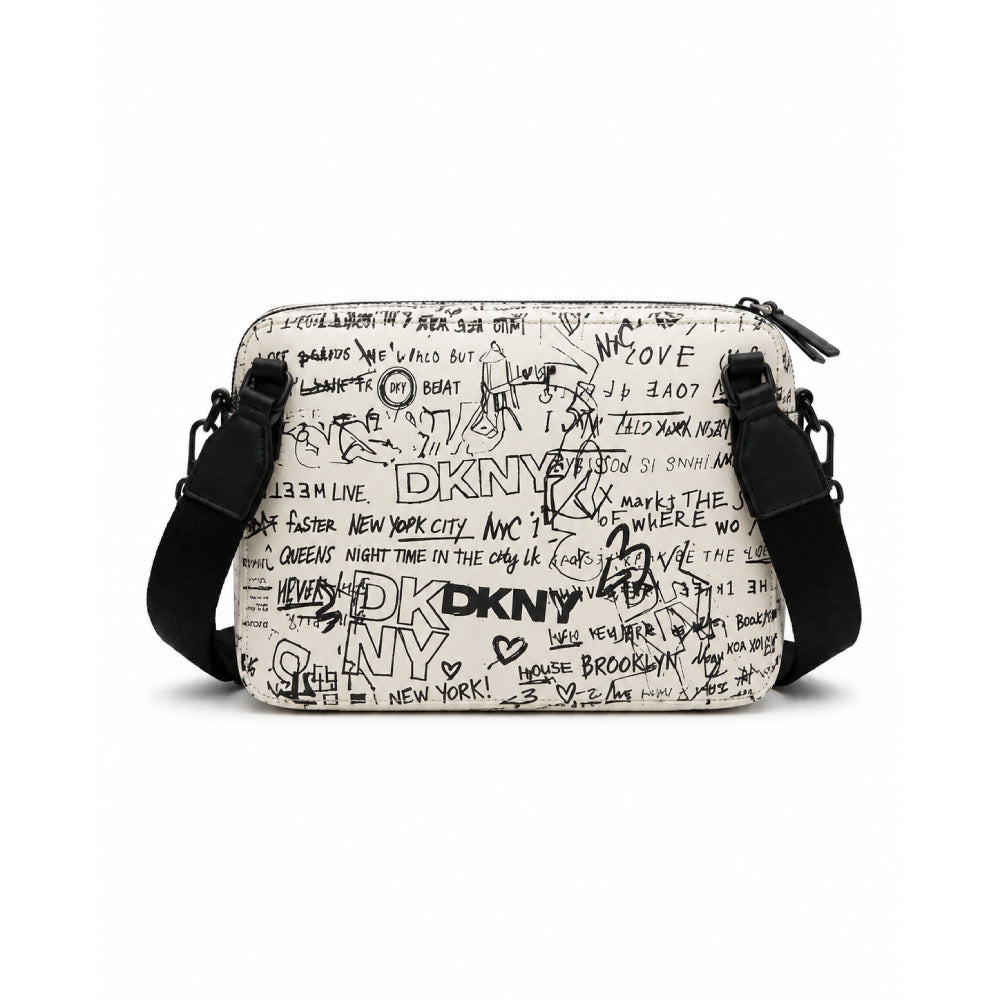 DKNY Cross Bag White Letter Black