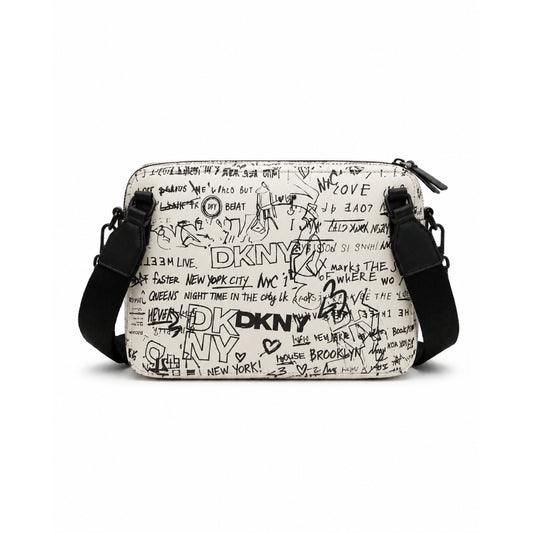 DKNY Cross Bag White Letter Black