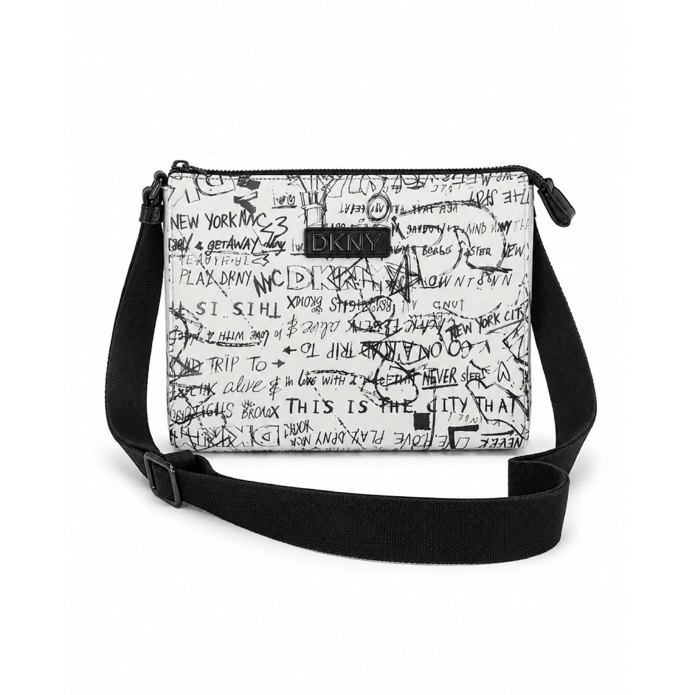 DKNY Cross Bag White Letter Black