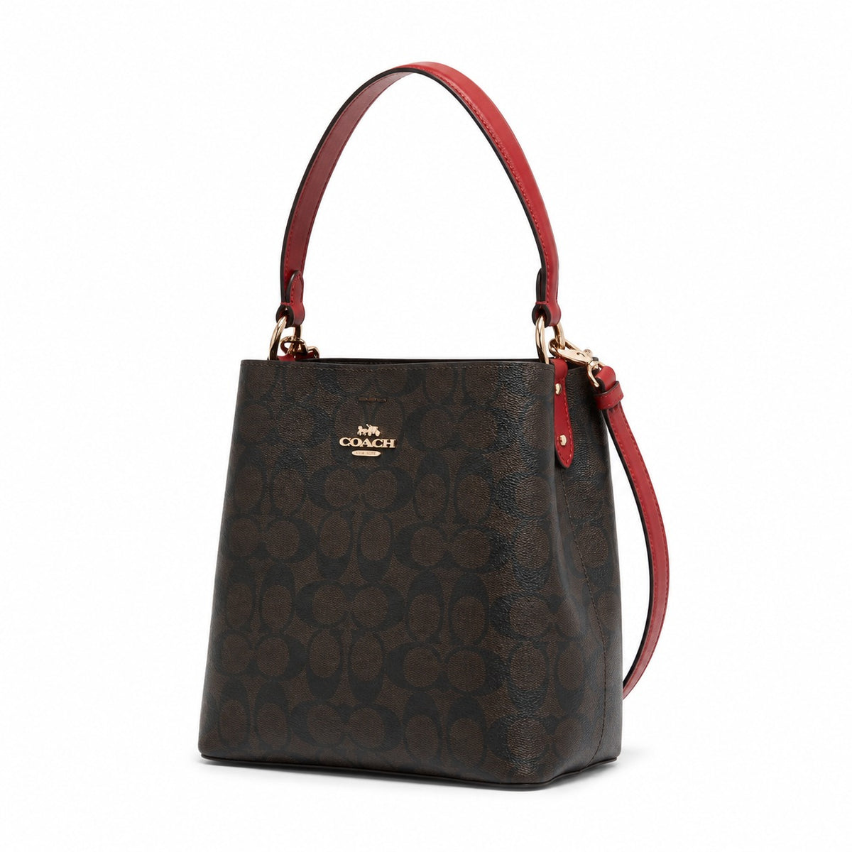 Coach Mini Town Bucket Bag In Brown Signature Canvas