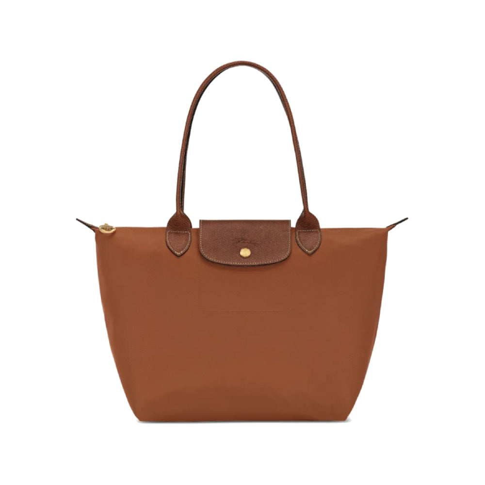 L.o.n.g.c.h.a.m.p Green Line Le Pliage Medium Size in Cognac