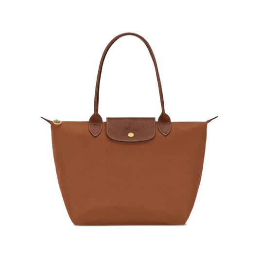 L.o.n.g.c.h.a.m.p Green Line Le Pliage Medium Size in Cognac