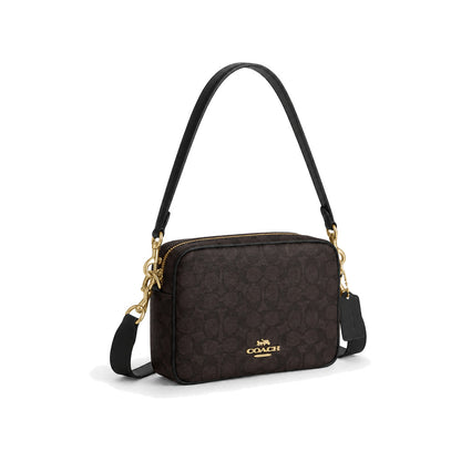 Coach Mini Jamie Camera Bag in Dark Brown/Black Signature Canvas