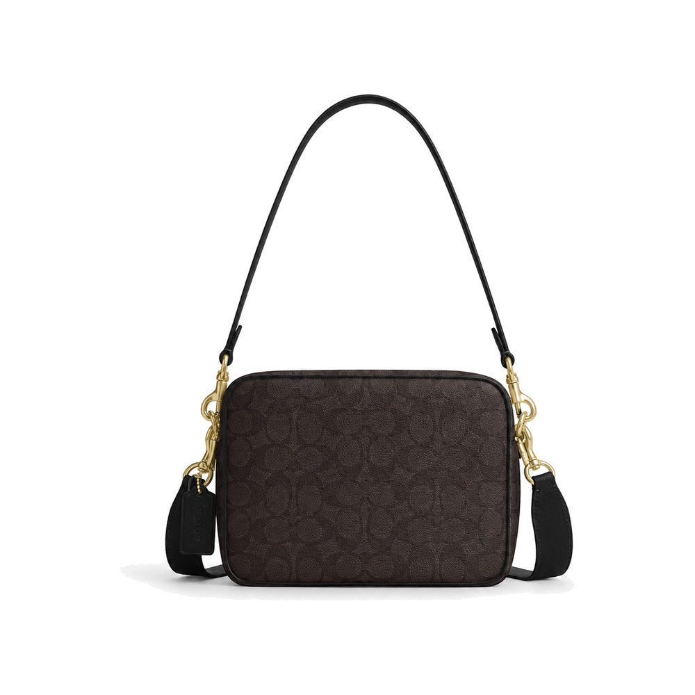 Coach Mini Jamie Camera Bag in Dark Brown/Black Signature Canvas