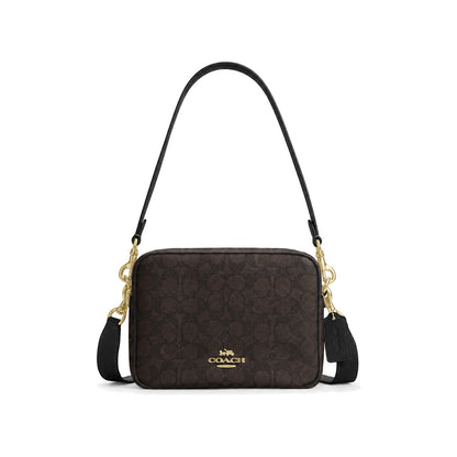 Coach Mini Jamie Camera Bag in Dark Brown/Black Signature Canvas