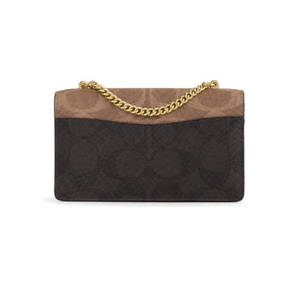 Coach Klare Envelope Crossbody Bag in Tan/Dark Brown Signature Canvas