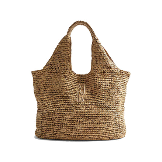 River Island Beige Raffia Shopper Bag
