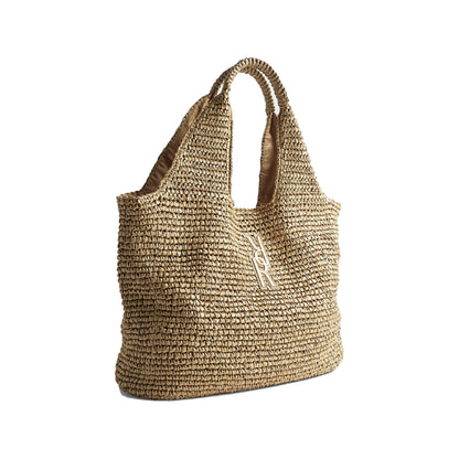 River Island Beige Raffia Shopper Bag