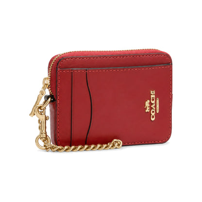 Coach Zip Card Case in Red Leather