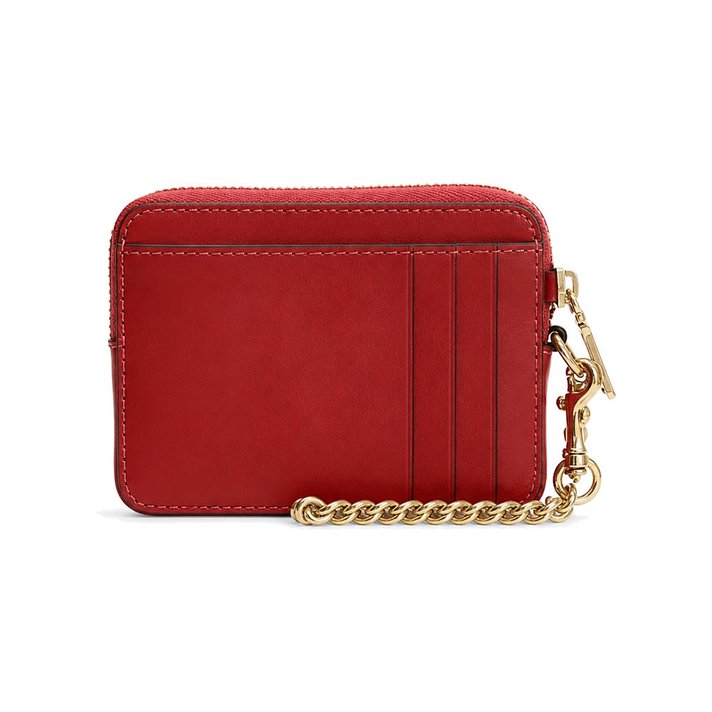 Coach Zip Card Case in Red Leather