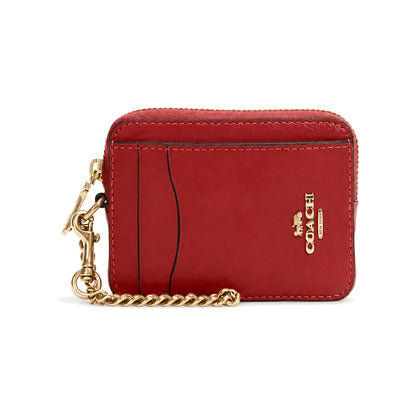 Coach Zip Card Case in Red Leather