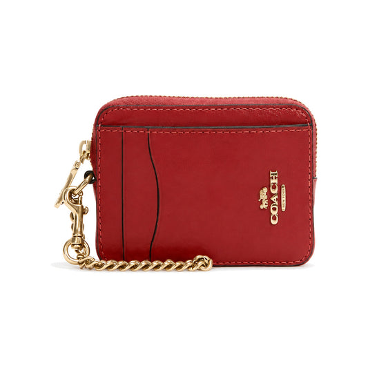 Coach Zip Card Case in Red Leather